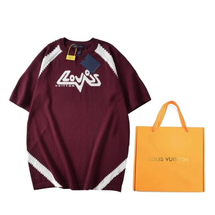 T-shirt Louis Vuitton Short-Sleeved Cotton Intarsia Crewneck - Image 2