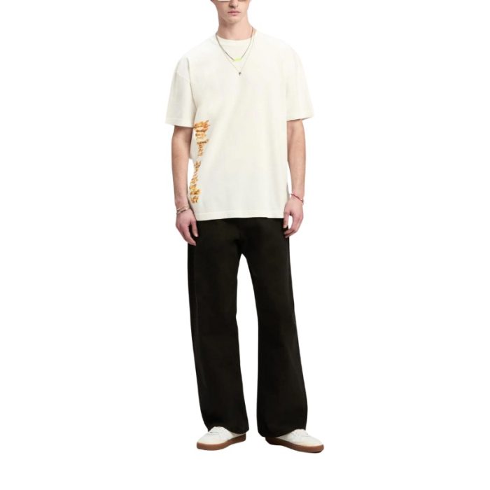 T-shirt Palm Angels Flaming Logo Print Off White - Image 3