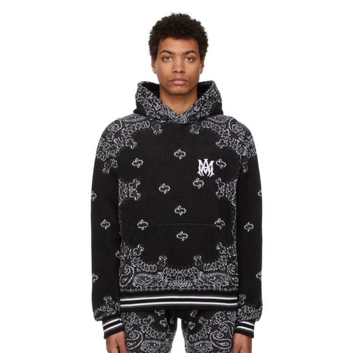 Amiri Bandana B-Ball Hoodie 'BlackGrey' - Image 3