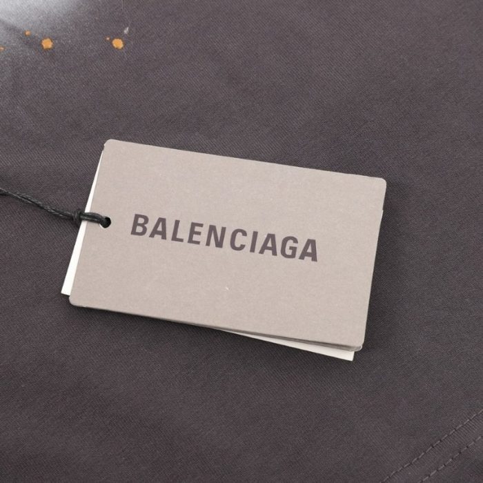 T-shirt Balenciaga BB Logo Spray Paint Black BL007 - Image 6
