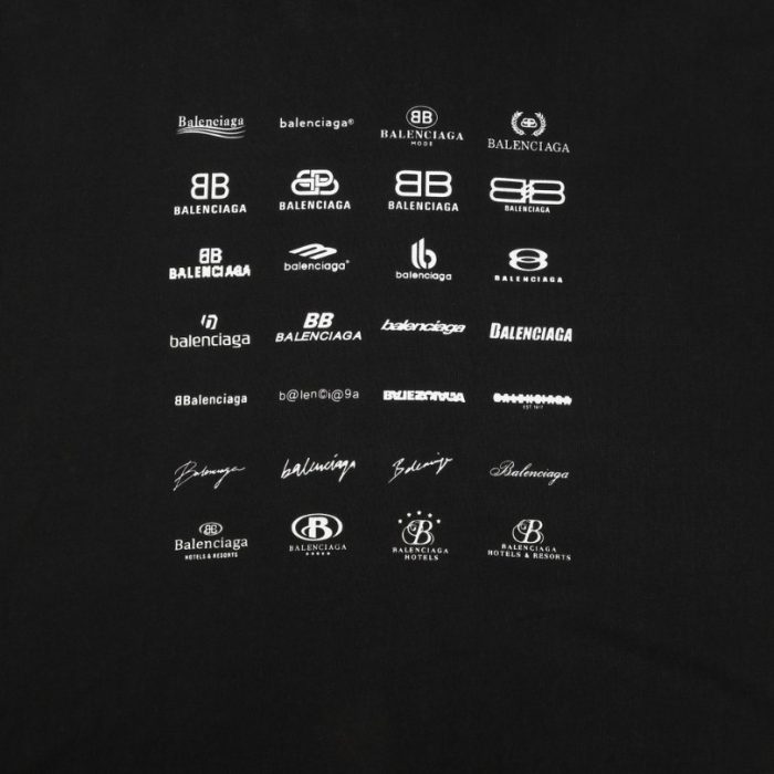 Balenciaga Multi-Logo Print Hoodie Black BL002 - Image 5