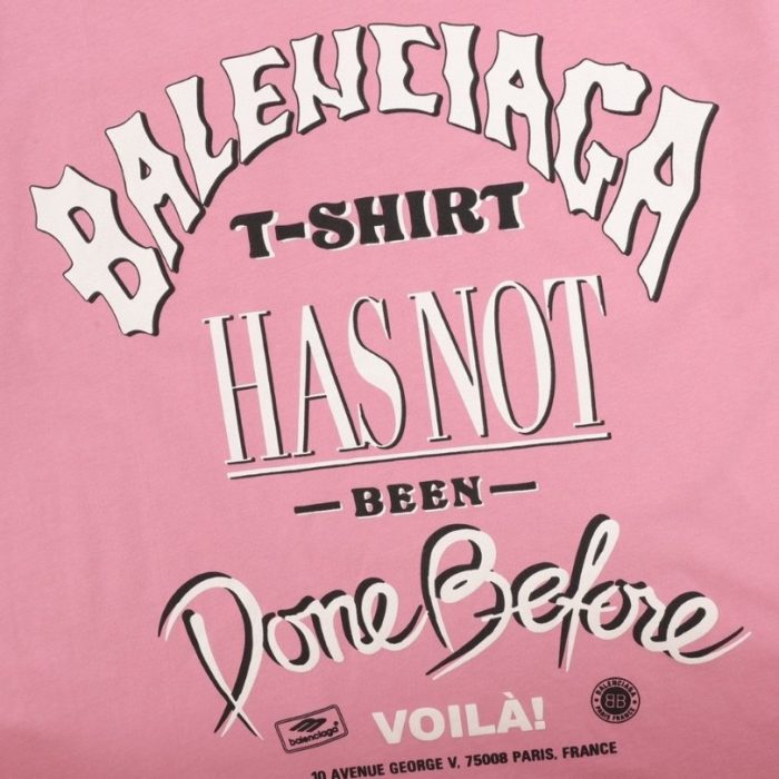 T-shirt Balenciaga Graphic Slogan Distressed Pink BL009 - Image 4