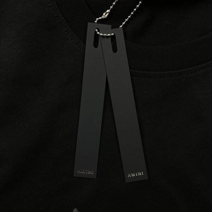 Amiri Staggered Logo Black T-Shirt - Image 7