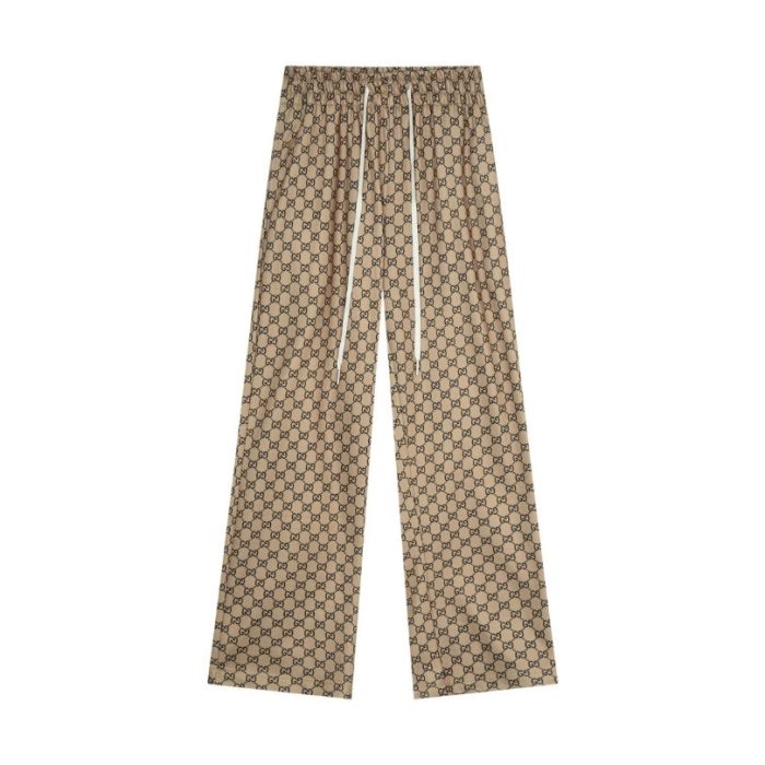 Pants Gucci Monogram Wide-Leg Beige GC053 - Image 2