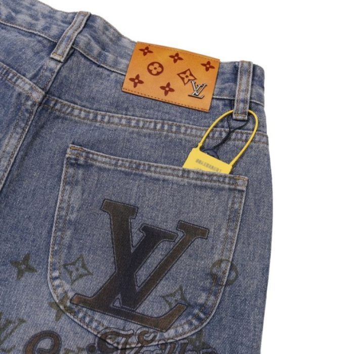 Jeans Louis Vuitton Faded Monogram Pocket Denim LV005 - Image 6