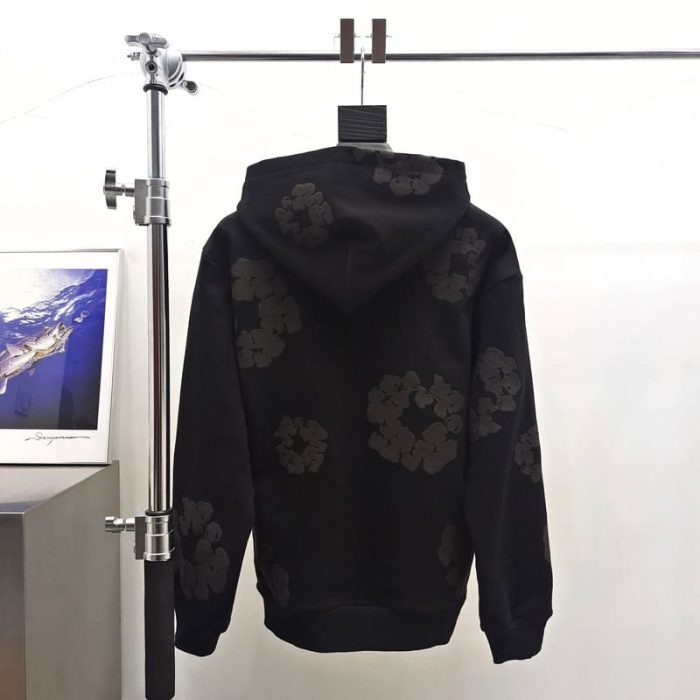 Hoodie Denim Tears Cotton Wreath Black Monochrome - Image 4