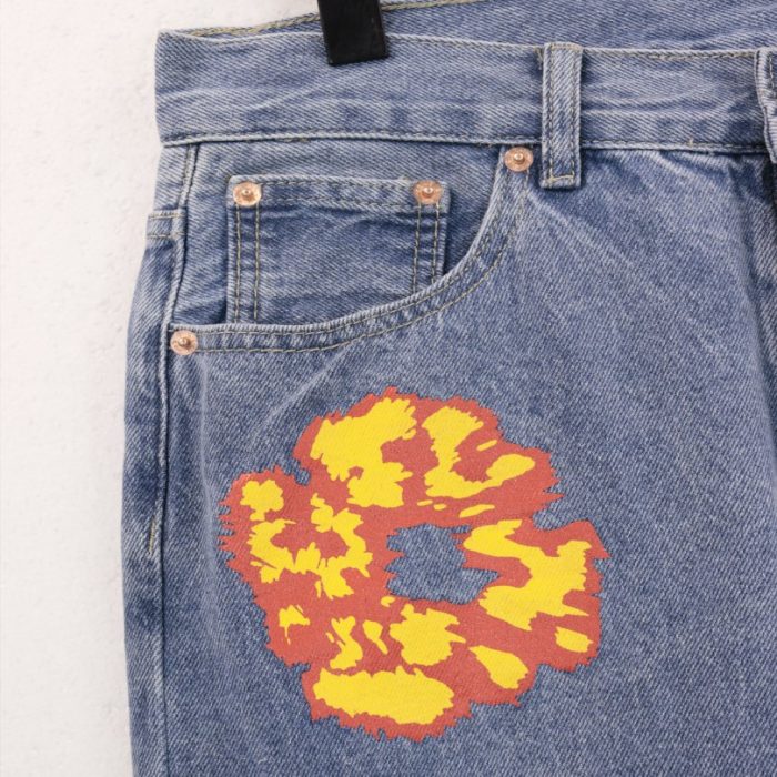 Denim Tears x Levi's x Offset Floral Print Jeans Light Blue - Image 4