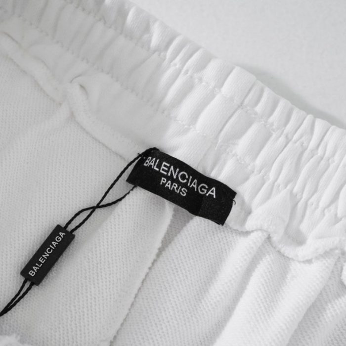 Shorts Balenciaga Balen Ciaga Print White BL037 - Image 7