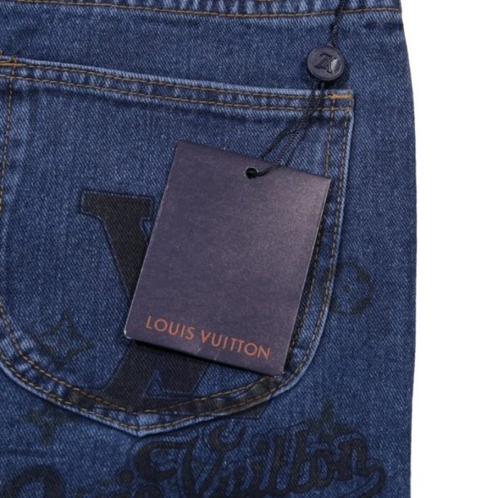 Jeans Louis Vuitton Blue Monogram Pocket Denim LV004 - Image 7