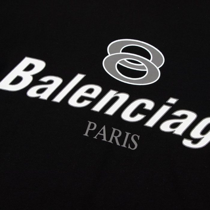 T-shirt Balenciaga Paris Double Rings Logo Black BL051 - Image 4