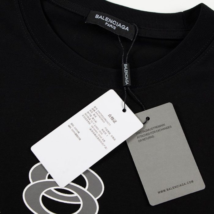 T-shirt Balenciaga Paris Double Rings Logo Black BL051 - Image 6