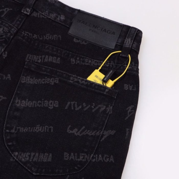 Jeans Balenciaga Signature Print Black BL028 - Image 5