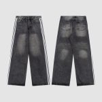 Jeans Balenciaga Striped Black Washed Denim BL032 - Image 6