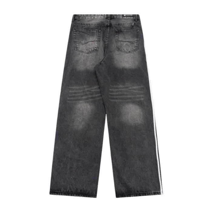 Jeans Balenciaga Striped Black Washed Denim BL032 - Image 2