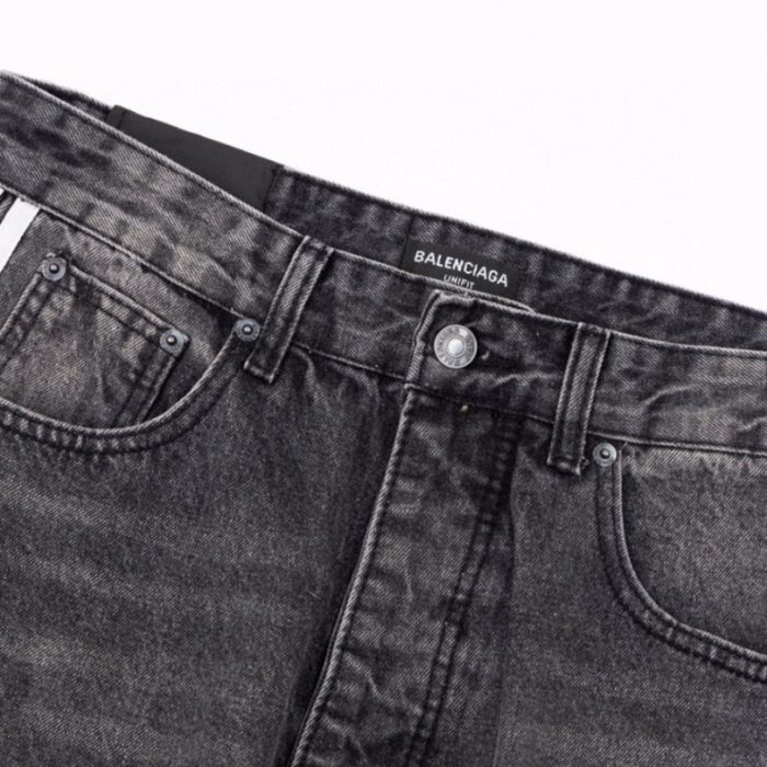 Jeans Balenciaga Striped Black Washed Denim BL032 - Image 4