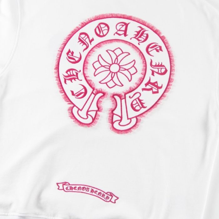 Sweatshirt Chrome Hearts Pink Horseshoe White CH005 - Image 7