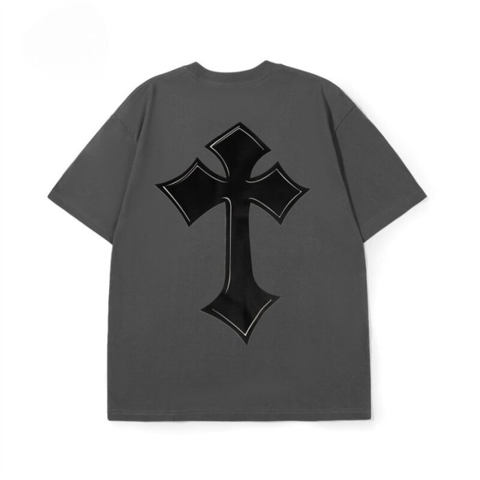 T-shirt Chrome Hearts Large Cross Grey Logo CH019 - Image 2