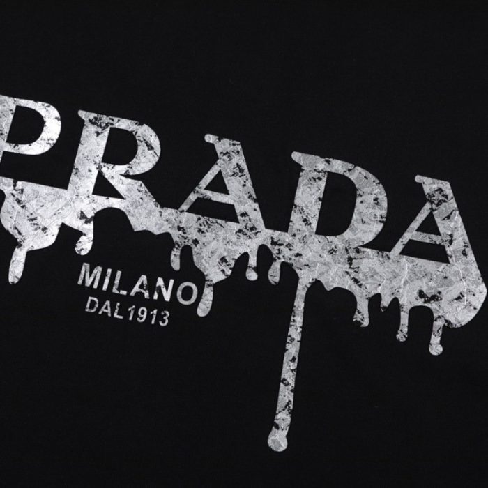 T-shirt Prada Milano Black Drip Logo PD035 - Image 4