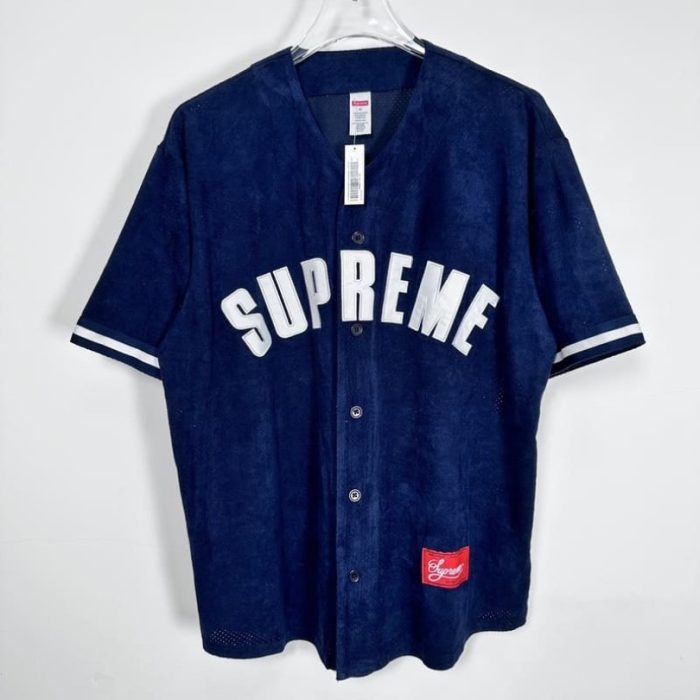 Jersey Supreme Button-Up Velour Logo Navy SP044 - Image 4