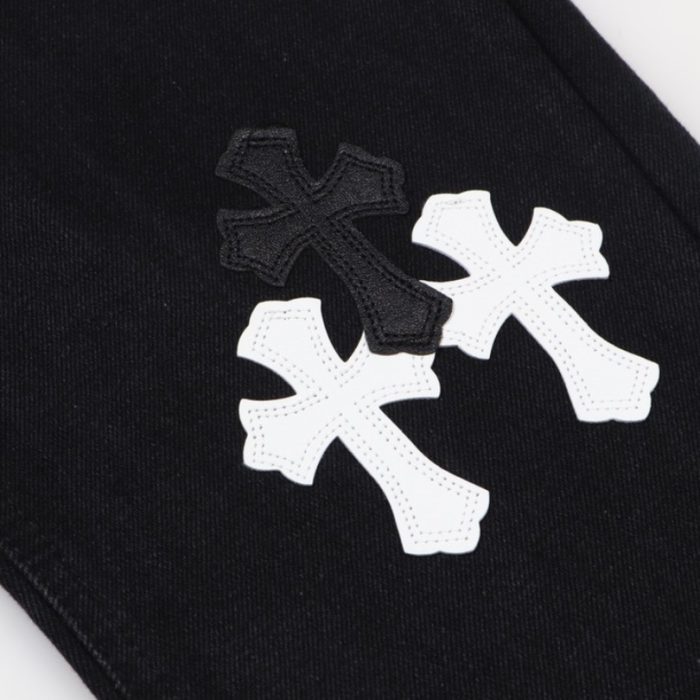 Jeans Chrome Hearts Black White Cross Patch CH025 - Image 7