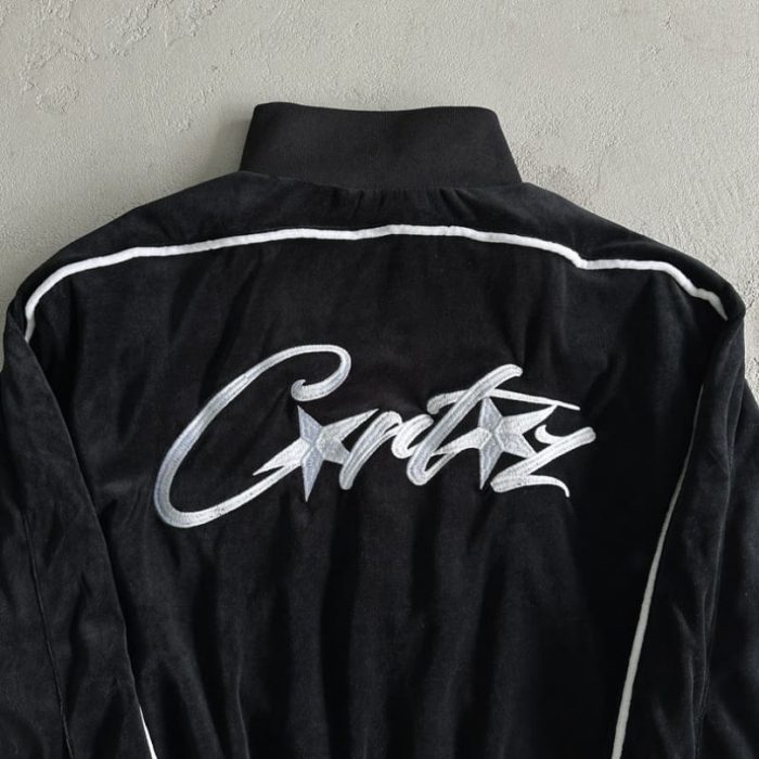 Tracksuit Corteiz Velour Black with White Logo CZ007 - Image 9