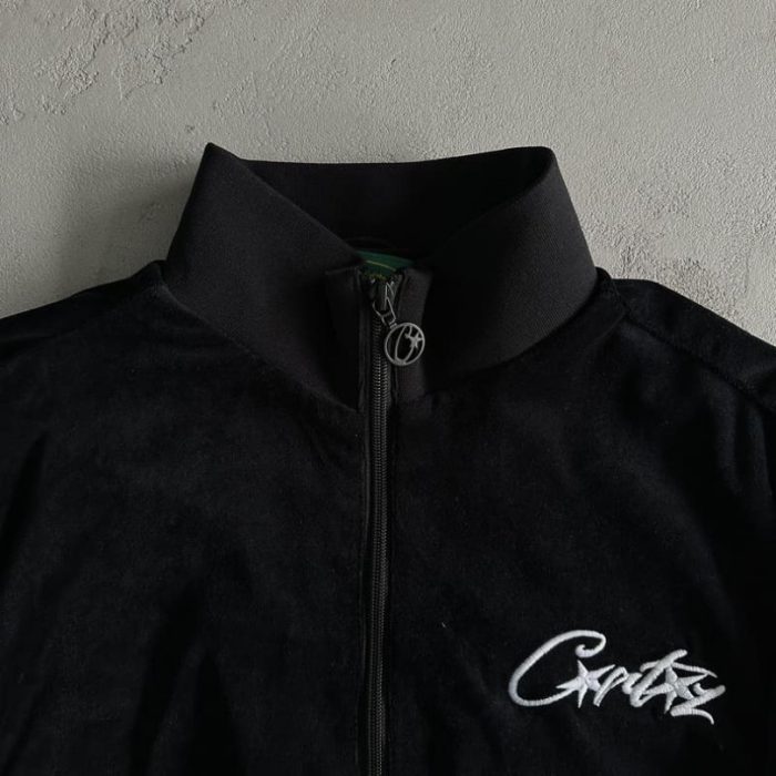 Tracksuit Corteiz Velour Black with White Logo CZ007 - Image 8