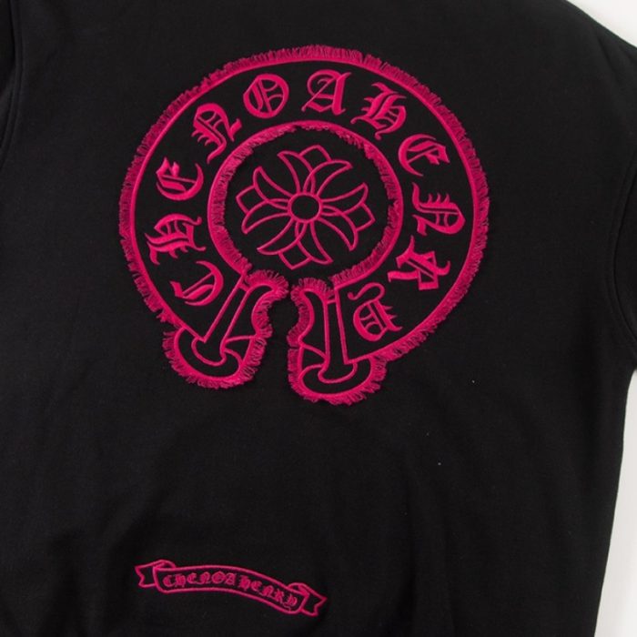 Sweatshirt Chrome Hearts Pink Horseshoe Black CH006 - Image 7