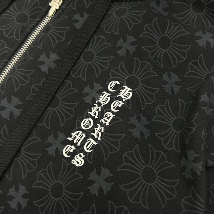 Hoodie Chrome Hearts Hearts Zip Black Monogram CH063 - Image 10