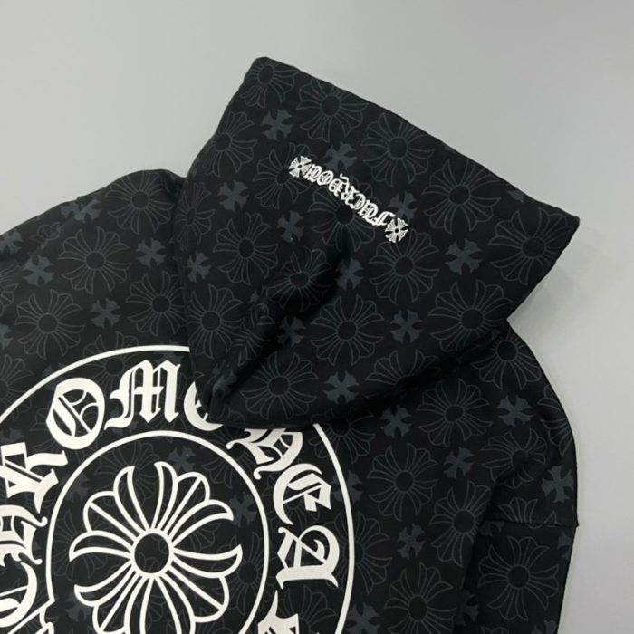Hoodie Chrome Hearts Hearts Zip Black Monogram CH063 - Image 6