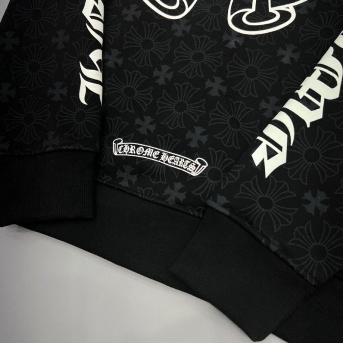 Hoodie Chrome Hearts Hearts Zip Black Monogram CH063 - Image 8