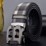 Belt Burberry Plaid with Metal B Buckle BY007 - Image 3