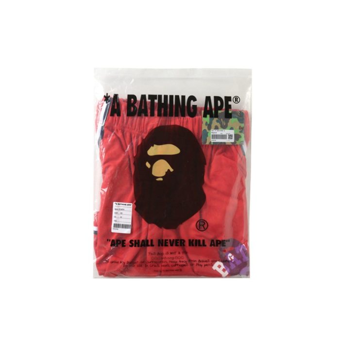 Shorts BAPE Busy Works Striped Trim Red BP029 - Image 4