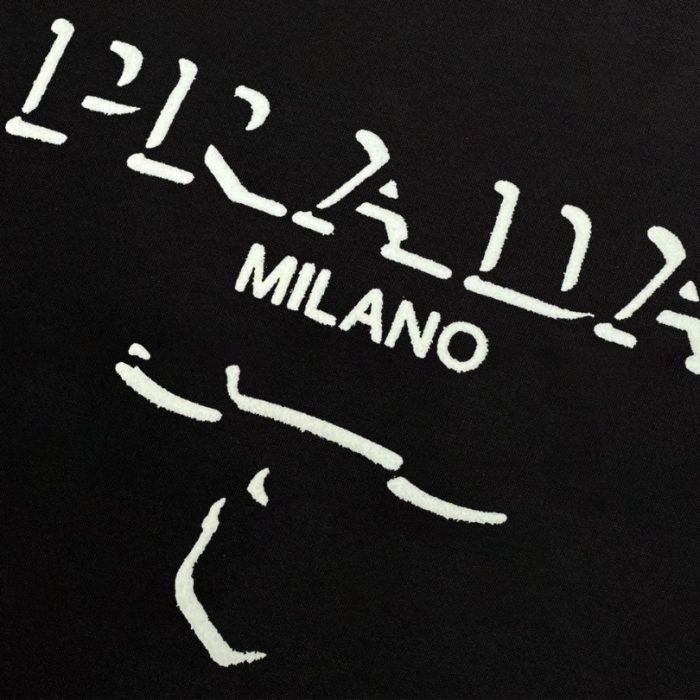 T-shirt Prada Milano Crest Logo Black PD013 - Image 4