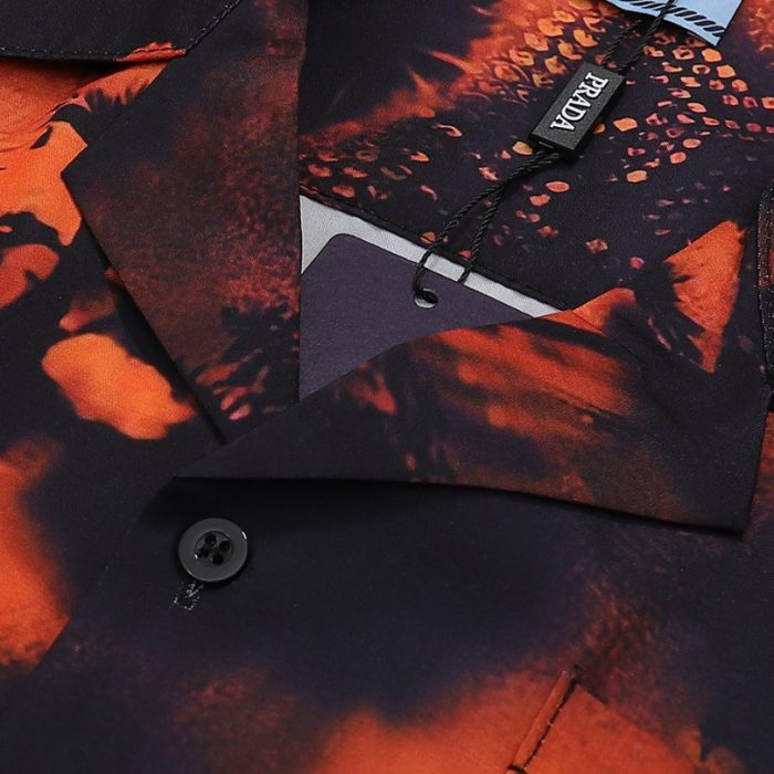 Shirt Prada Orange Black Graphic Print PD031 - Image 11
