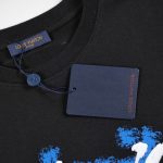 T-shirt Louis Vuitton Blue Graffiti Black Logo LV019 - Image 8