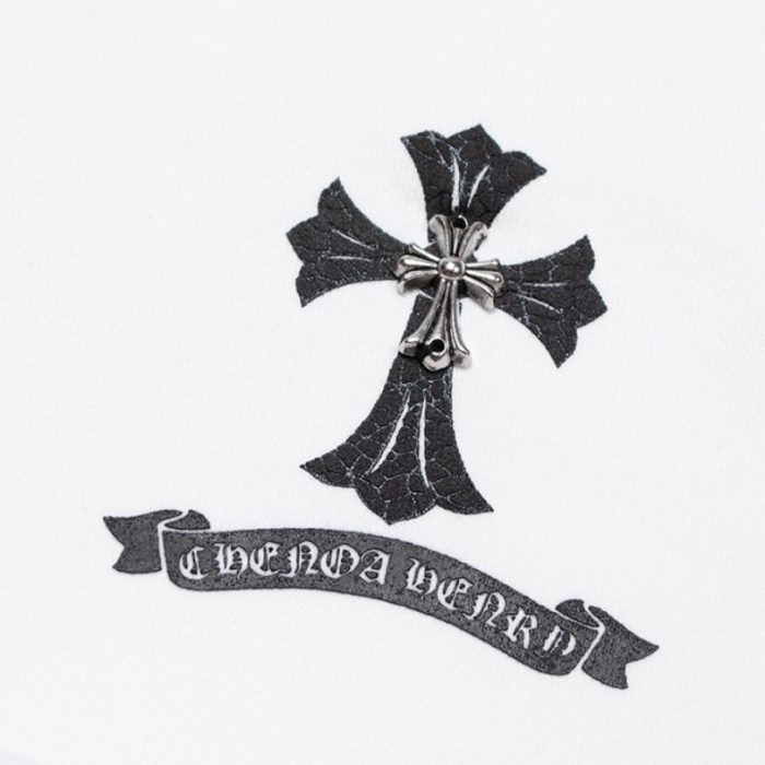 Sweatshirt Chrome Hearts Cross Print White CH050 - Image 4