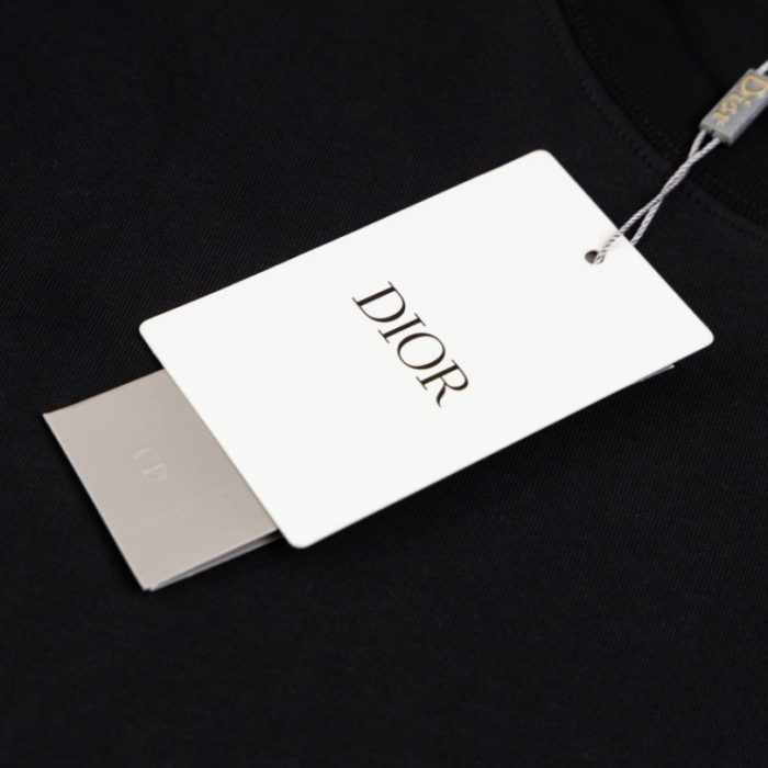 T-shirt Dior Black Distressed Logo Couture DO065 - Image 9