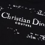 T-shirt Dior Black Distressed Logo Couture DO065 - Image 5