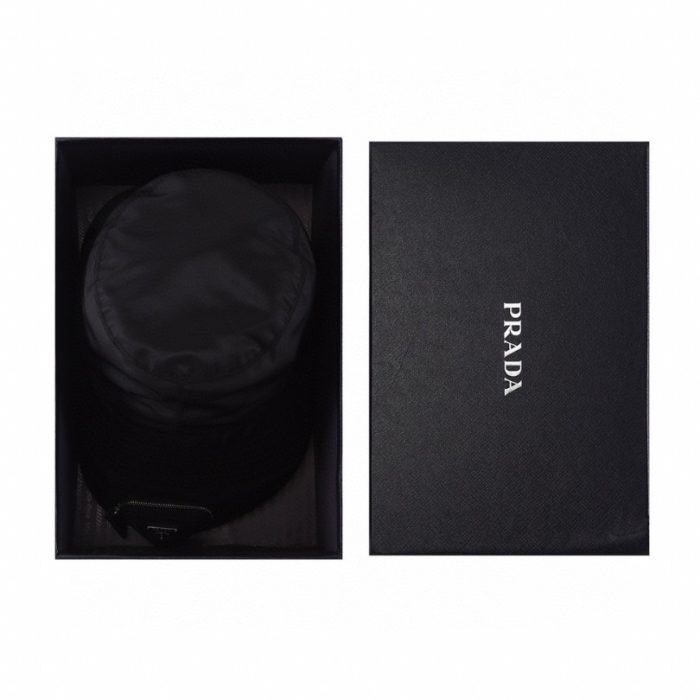 Bucket Hat Prada Black Nylon Pouch Strap PD030 - Image 7
