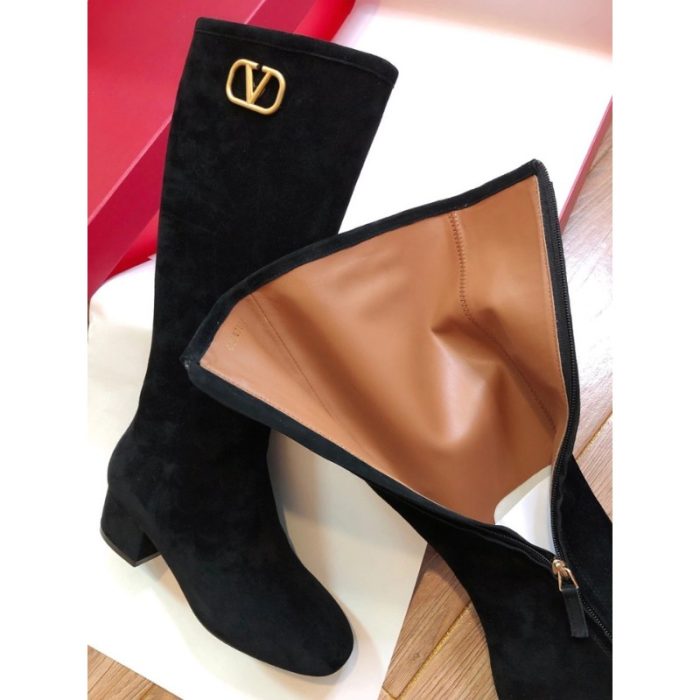 Valentino Boots Black Suede Knee High VL001 - Image 3