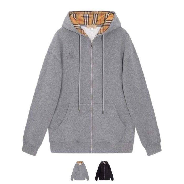 Burberry Embroidered King Logo Zip-Up Hoodie BY021 - Image 9