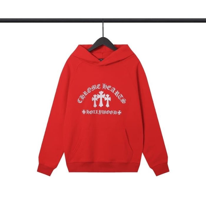 Hoodie Chrome Hearts 3 Cross Red CH133 - Image 3
