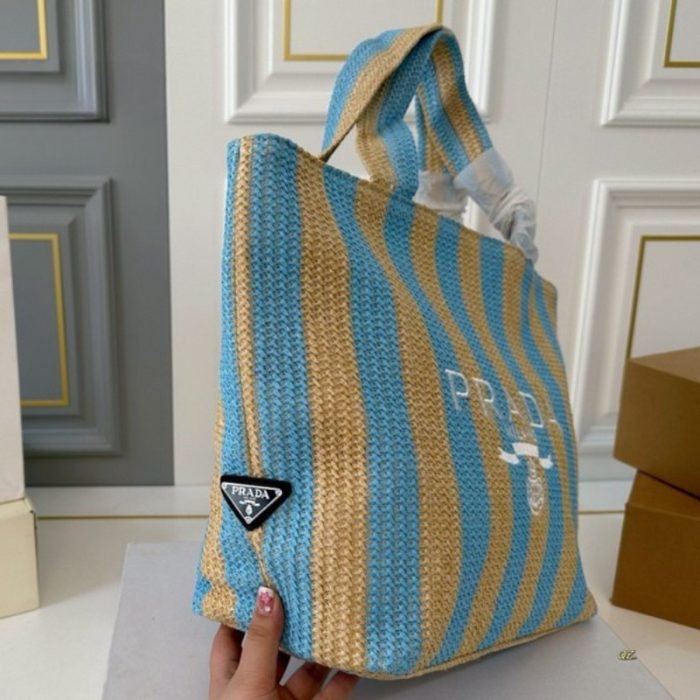 Prada Raffia Logo Tote Bag PD077 - Image 3