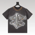 T-shirt Balenciaga BB Logo Spray Paint Black BL007 - Drip Slum