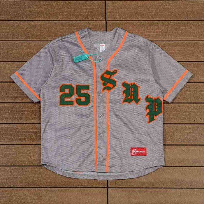 T-shirt Supreme Old English Baseball Jersey Grey SP116 - Image 4
