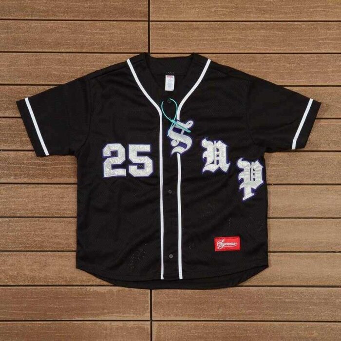 T-shirt Supreme Old English Baseball Jersey Grey SP117 - Image 3